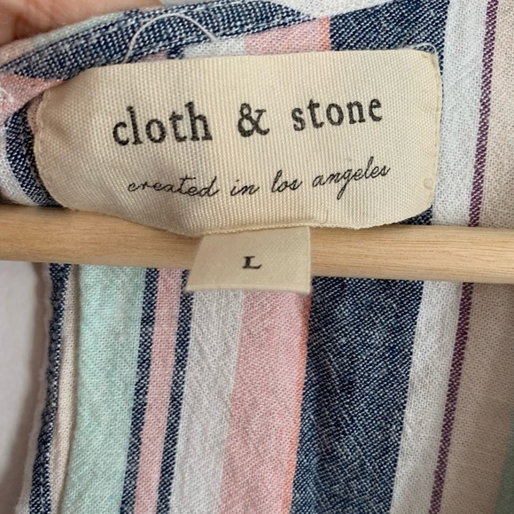 Cloth & Stone by Anthropologie Cropped Multicolor Striped Jumpsuit Size L - Picture 3 of 11